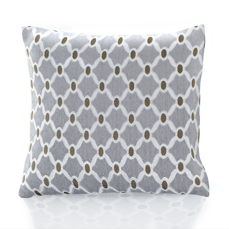 Beauville Geometric Square Throw Cushion, Silver, 45 cm H x 45 cm W x 15 cm D