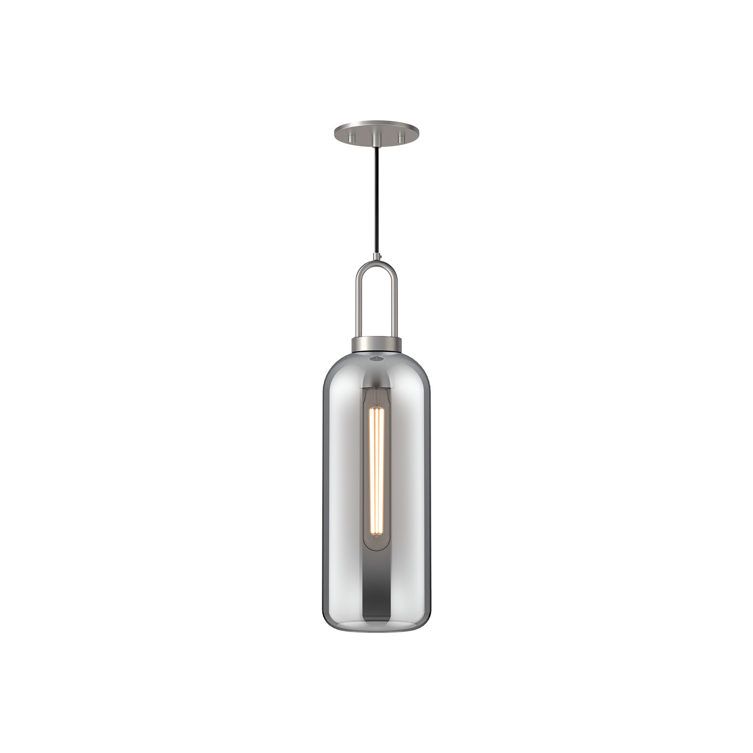 Minneapolis Single Light Glass Pendant, Brushed Nickel, Smoke, 20.75" H x 6" W x 6" D 