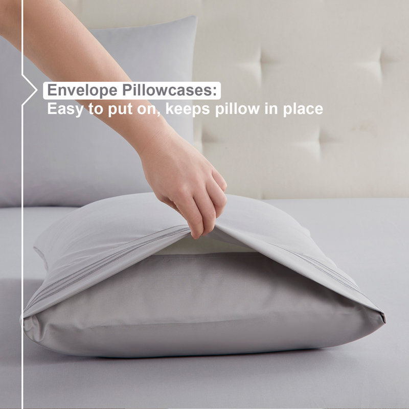 Double Brushed Hotel Luxury Sheet Set with Extra Soft Sheets & Pillowcases, Gray Lavender, Twin XL