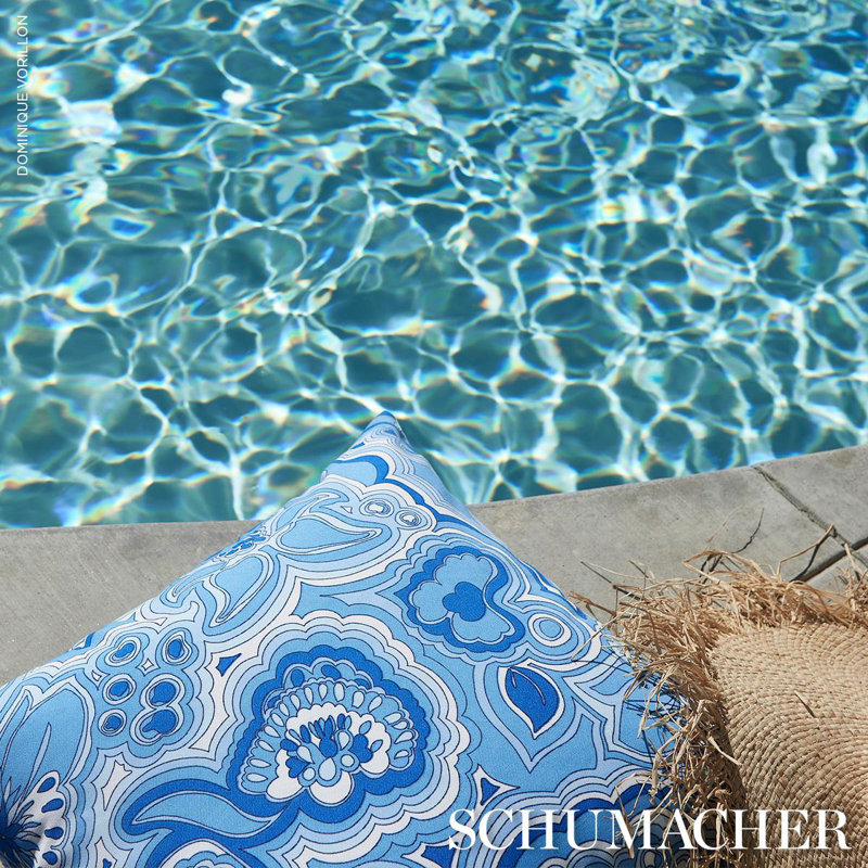 Schumacher x Trina Turk Morning Sunrise I/O Pillow, 20" x 20", Horizon Blue