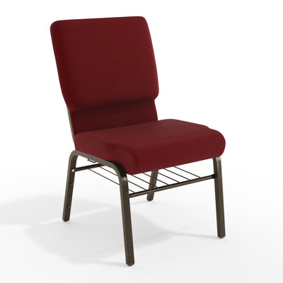 Rayleigh 18.5"W Fabric Church Chair with Attached Book Rack
