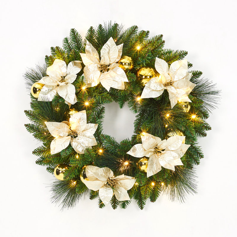 Warm White LED Battery-Operated Pine Garland | PVC Mix, Flexible for Fireplace Mantle, Stairs & Indoor/Outdoor Holiday Decor