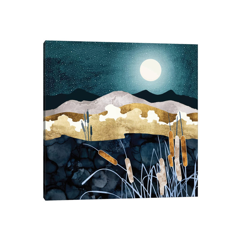 Summer Lake - impression d'art graphique, Aucun mat, H 18 po x l 18 po x 1,5 po, Toile tendue