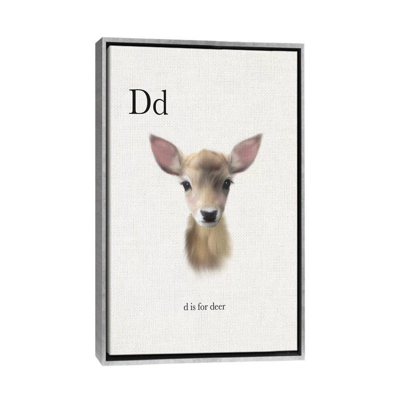 Décoration murale pour enfants «D Is For Deer», H 60 po x l 40po x P 1,5 po, Toile avec cadre argenté