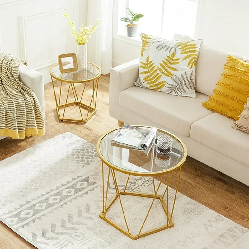 Putman Glass Nesting Tables Round End Tables, Gold