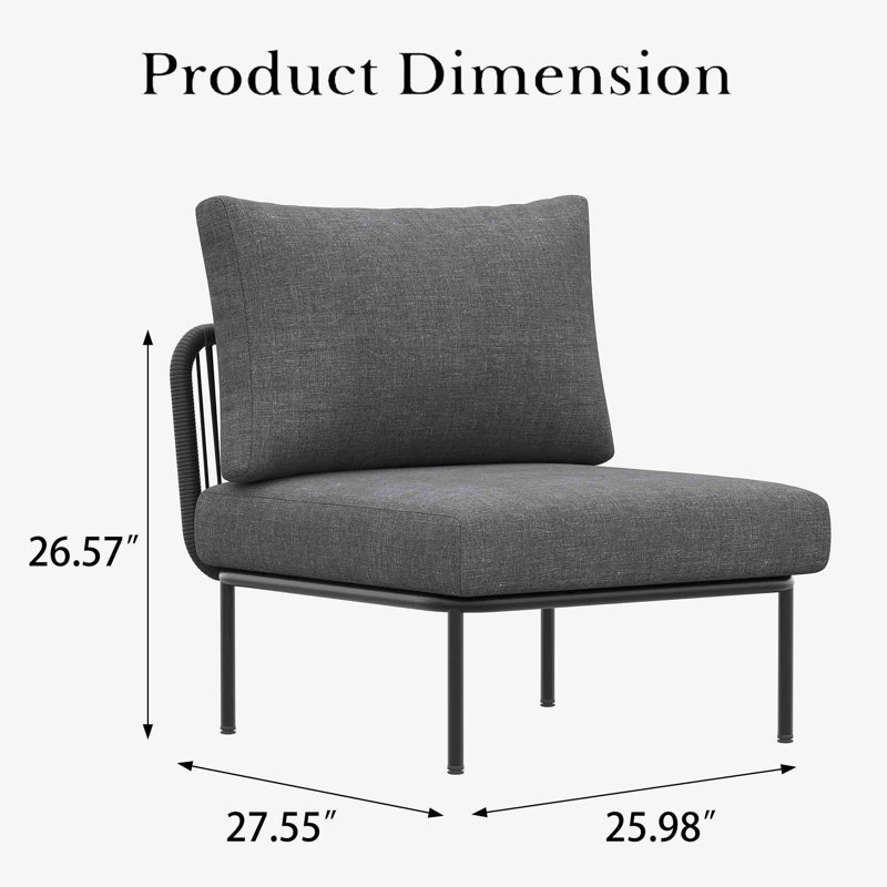 Metal Outdoor Lounge Chair, Dark Grey