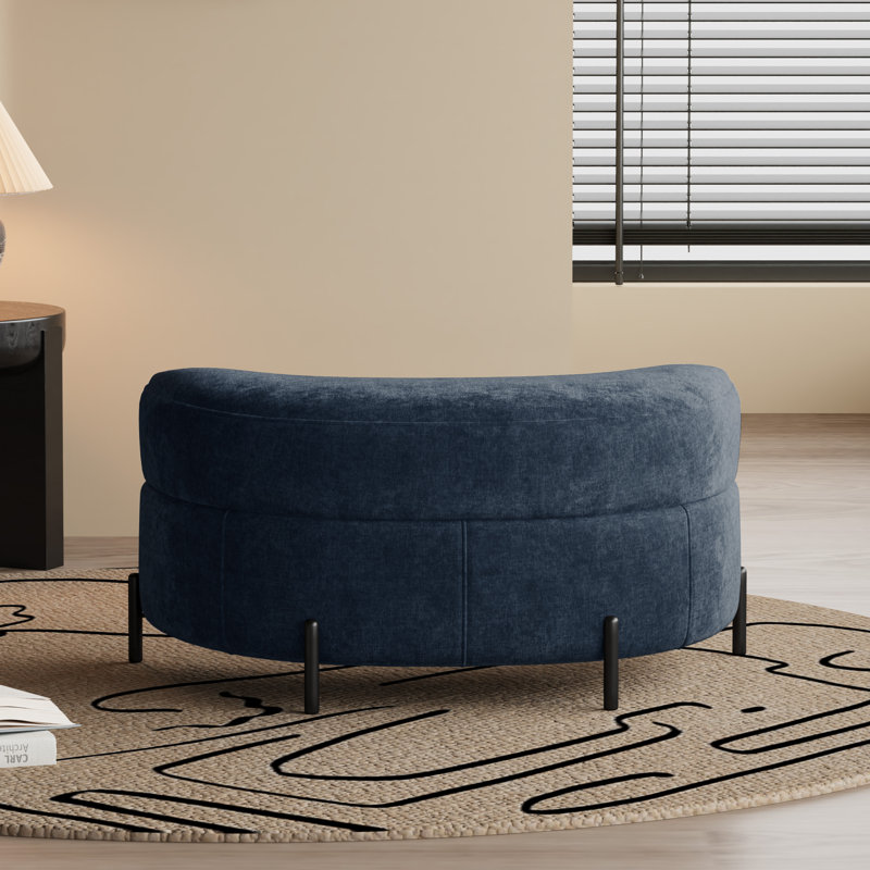 33.9"w Upholstered Storage Ottoman,dressing Shoe Bench, Navy