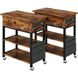 Daymien End Table Set with Storage and Built-In Outlets