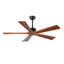 Ventilateurs de plafond 52 pouces et ventilateur de plafond intérieur et extérieur en bois pour patio, salon, 5 pales