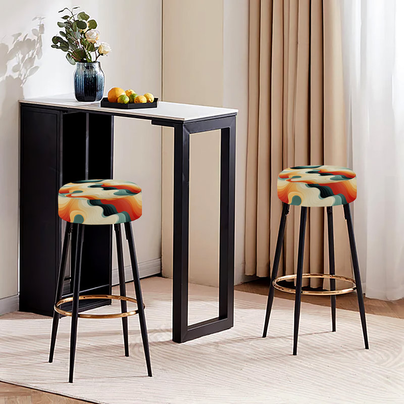 Nostalgic Mod Waves - Ensemble de 2 tabourets de bar Mid-Century