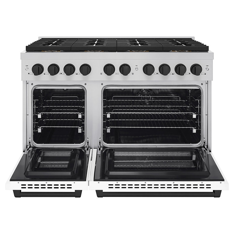 ZLINE Autograph 48 in. Paramount Dual Fuel Range w/ DuoPro Cooktop & Black Doors w/ Gold Accents, White Matte, Matte Black