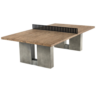 Barrington 9 ft Aurora Outdoor Ping Pong Table Easy Assembly Official Size Combo Dining and Tennis Table with Removable Metal Net and Fitted Table Cover