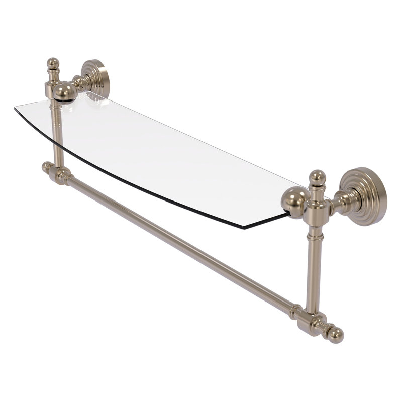 Retro Wave Bracket Shelf with Towel Bar, 22", Antique Pewter