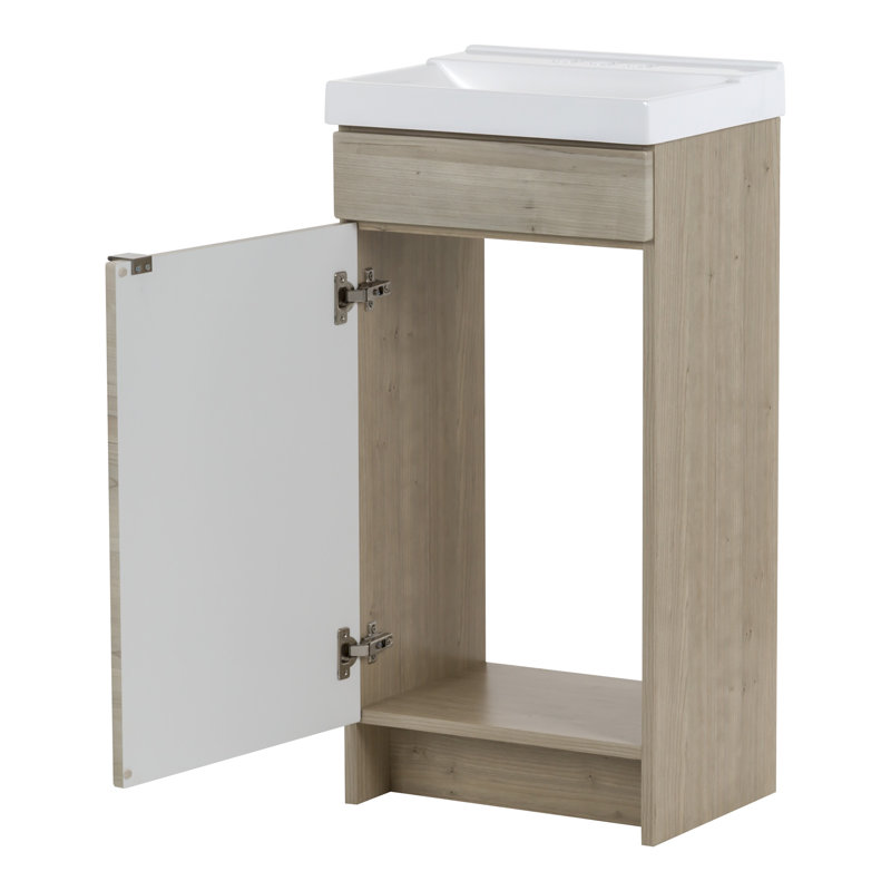 Meuble-lavabo simple de 17 po avec comptoir en marbre synthétique pour la salle de bain, Sable