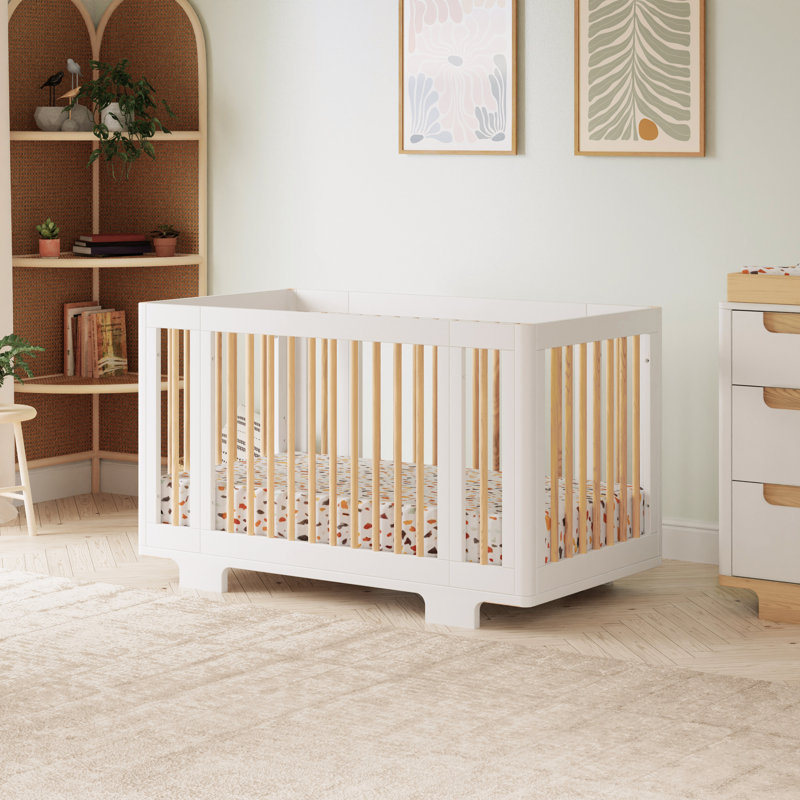 Yuzu White and Natural 8-in-1 Convertible Crib with All-Stages Conversion Kits