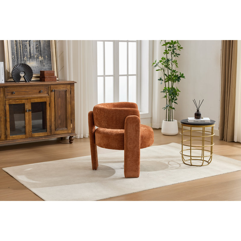 Fauteuil d'appoint moderne, fauteuil de salle à manger en tissu Boucle, Fabric, Orange, Orange