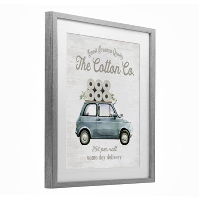 Cotton Toilet Paper Delivery Framed Print Under Glass, design by Lettered and Lined