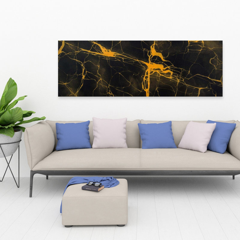 Black and Gold Marble Texture | Industrial Abstract Canvas Decor