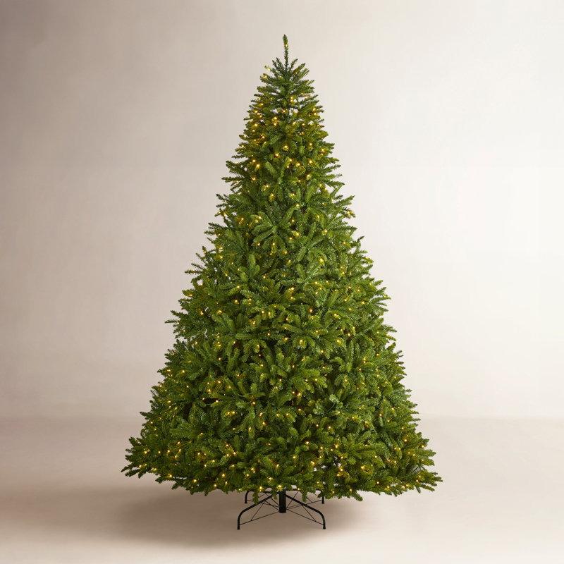 Arbre de Noël artificiel épinette vert avec lumières claires/blanches, H 9 pi