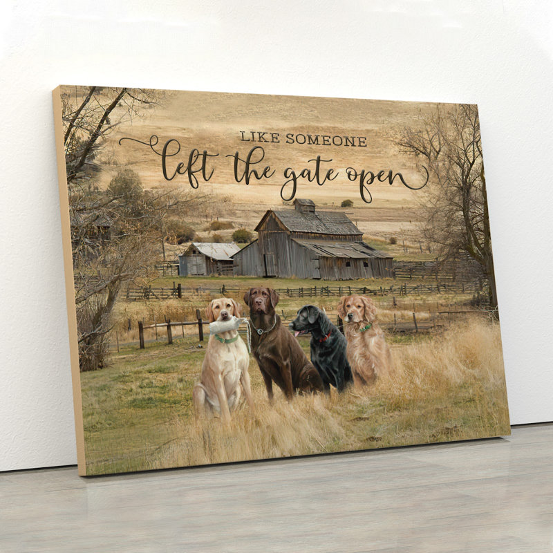 Chiens - «Let The Gate Open Gallery», toile tendue - décor pour animal de compagnie, noir et brun, H 24 po x l 36 po x P 2 po
