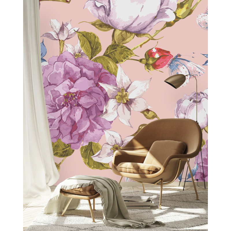 Peel & Stick Floral Wall Mural, 8.33' W x 8.33' L