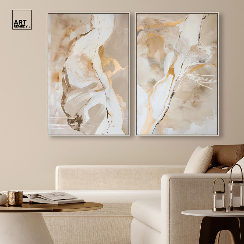 Ensemble de 2 reproductions sur toile Luxe , H 37 po x l 25 po, Impression dans un cadre flottant sans passe-parto