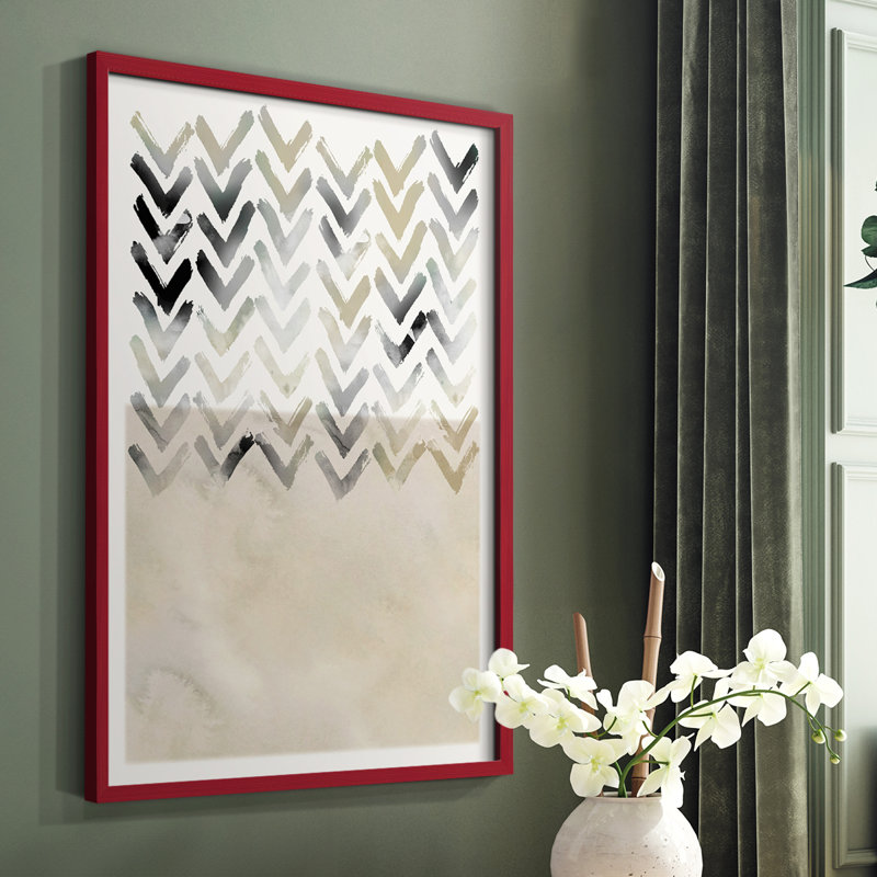 «Neutral Chevron», reproduction encadrée - bois massif, Rouge, H 10 po x l 8 po