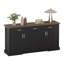 Buffet de style buffet cannelé de 63 po avec rangement, station de café moderne avec 4 portes et 3 tiroirs, console de rangement de cuisine en bois pour le salon, la salle à manger, noir