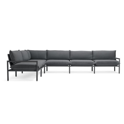 Terra 136'' Wide Reversible Powder Coated Aluminum Patio Sectional with Sunbrella® Cushions