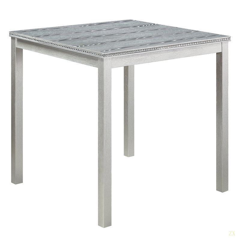 5 Piece Counter Height Table Set, Wooden Kitchen Table Set With Square Table And 4 Upholstechairs, Counter Height Dining Table With Crystal Decoration And Chair Set
