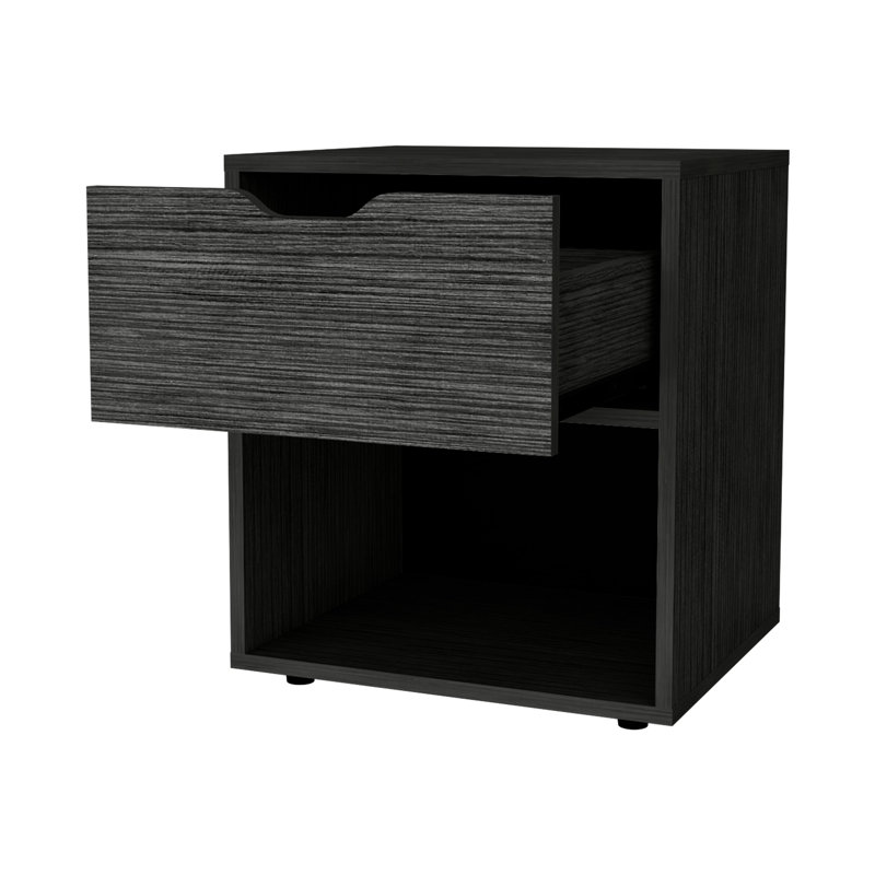 Table de chevet grise pour la chambre à coucher - Vaste espace et table de chevet de rangement durable, conception élégante