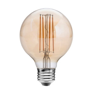 Amber G25 LED Bulb 40 Watt Light Bulbs Equivalent, 5 W TRIAC Dimmable LED Light Bulbs, 400 Lumens Ambient Lighting, 2200K Amber White, Energy Saving