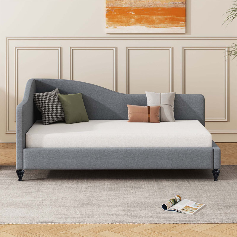 Lit de jour en lin Linen, Lit simple, Gris