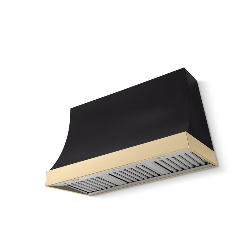 Marquee Series 48" Wide x 30" High Wall Hood 1200 CFM, Matte Black, Polished Brass