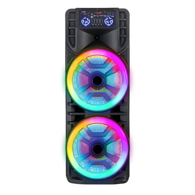 Puissance de sortie 8 000 W, double enceinte sans fil Bluetooth de 12 po avec microphone, télécommande, système de sonorisation portable, DEL RVB, FM / AUX / USB / TF / TWS / écho