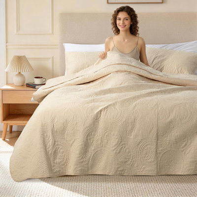 3-Piece 100% Cotton Paisley Quilt Set