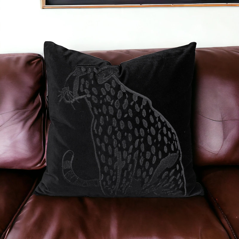 Velvet Black Leopard Pillow Cover