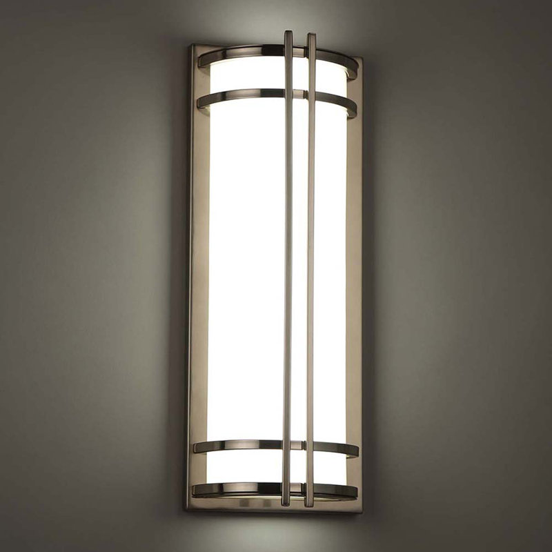 Skyscraper Outdoor Dimmable LED Flush Mount, Stainless Steel, 3500K, 27" H x 8" W x 3.25" D