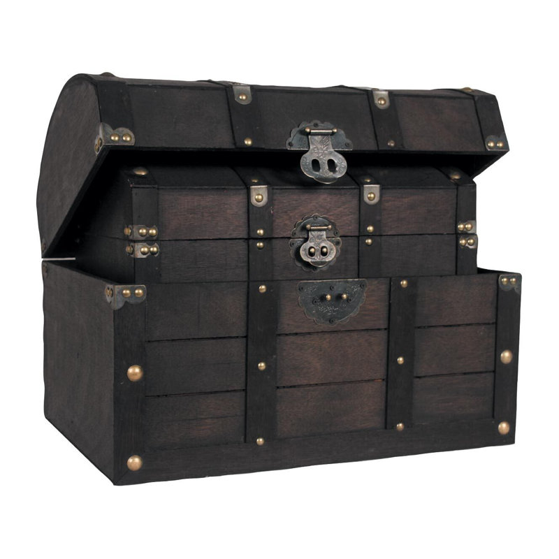 Ensemble de 2 coffres décoratifs brun foncé
