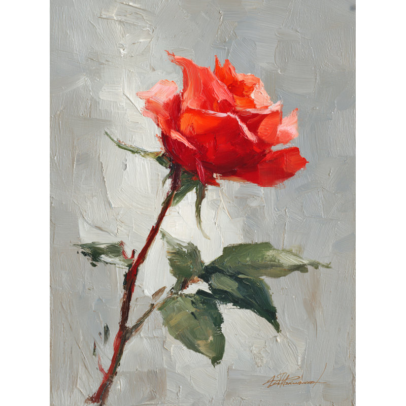 Crimson Rose Study Wrapped Canvas Wall Art