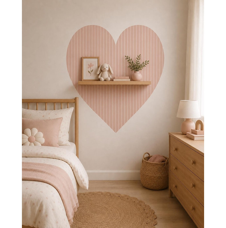 Adhésif décoratif 50 pouces rose rayé, 50" H x 50" W, Pink
