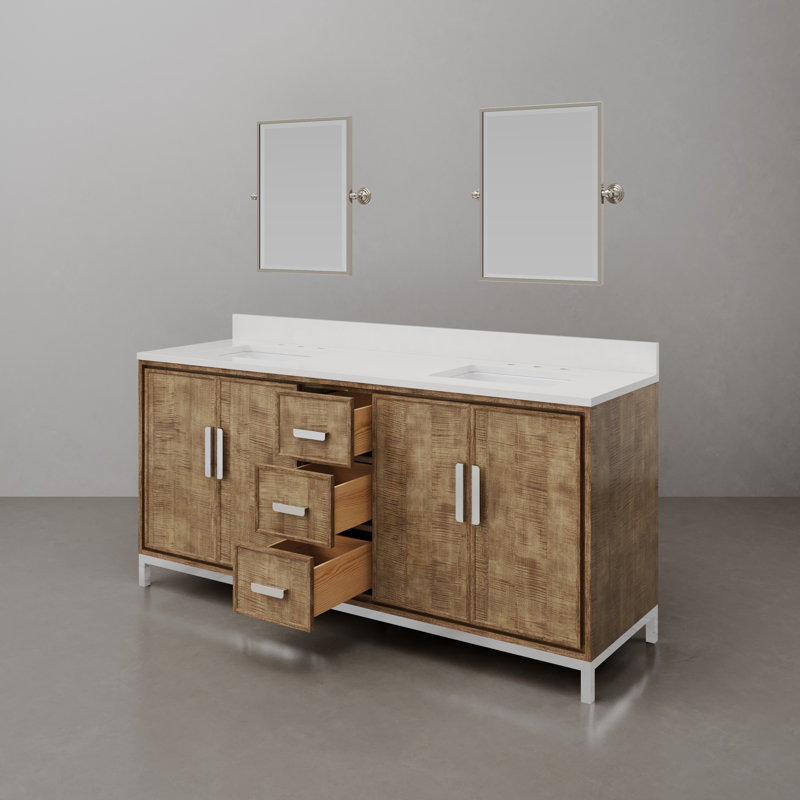 Westin 72" Freestanding Standard Double Bathroom Vanity with Top, Mirror Included