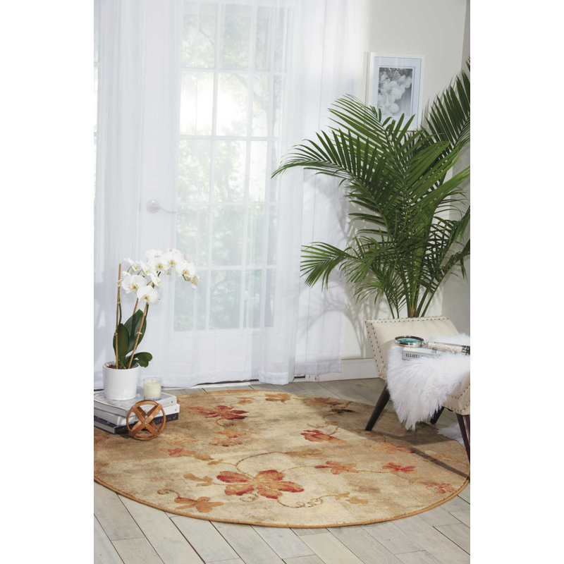 Floral Indoor Rug, Round 5'6"