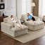 Méridienne intérieure double, canapé-lit rembourré en velours côtelé blanc surdimensionné, lit modulaire luxueux à assise profonde pour regarder la télévision, sans assemblage, 2 sièges avec lit de remplissage en mousse à mémoire de forme, canapé-459946081