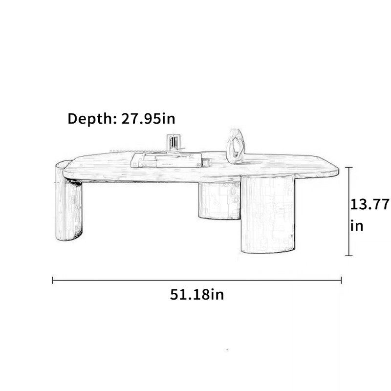 Modern Minimalist Coffee Table, 13.77" H x 51.18" L x 27.95" W