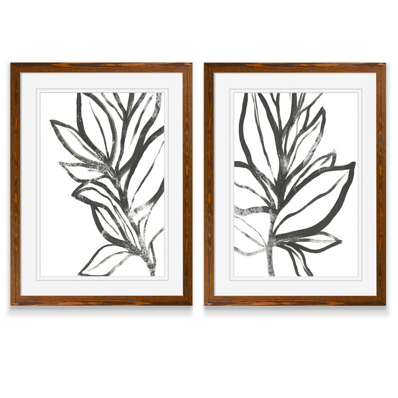 «Leaf Instinct I» par Vincent Van Gogh - ensemble de 2 reproductions d'art encadrées, H 20 po x l 16 po , Espresso