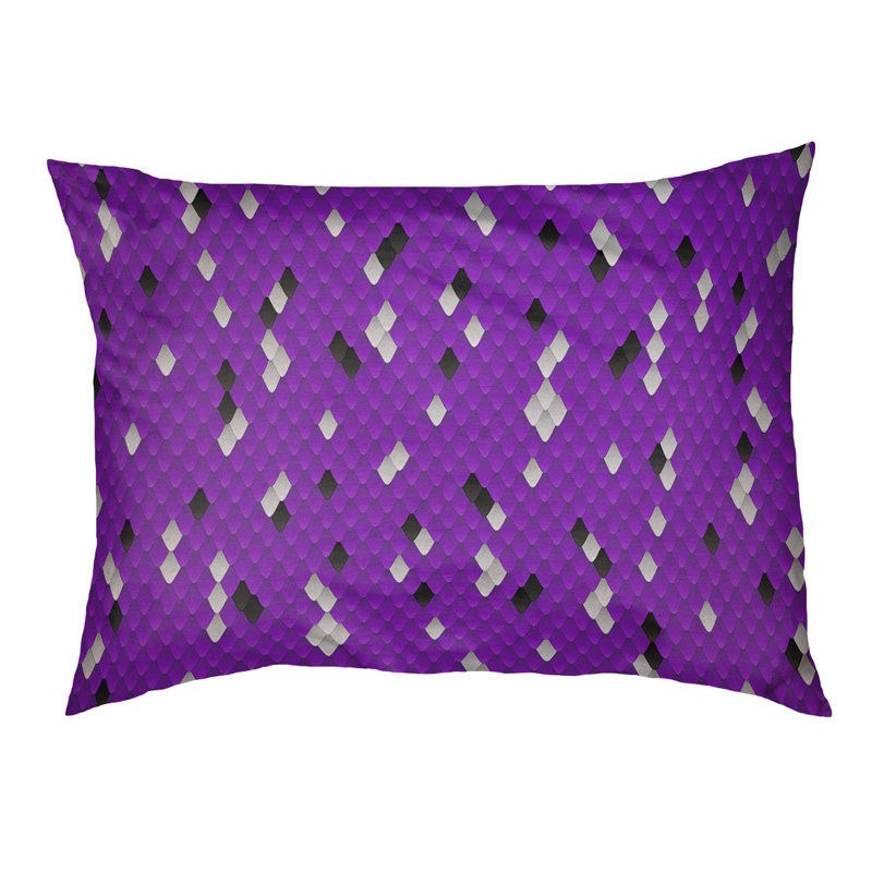 Coussin de lit pour chien à échelles serpent Byrge, Grand (l 50 po x P 40 po x H 7 po), Mauve / Noir, Polyester