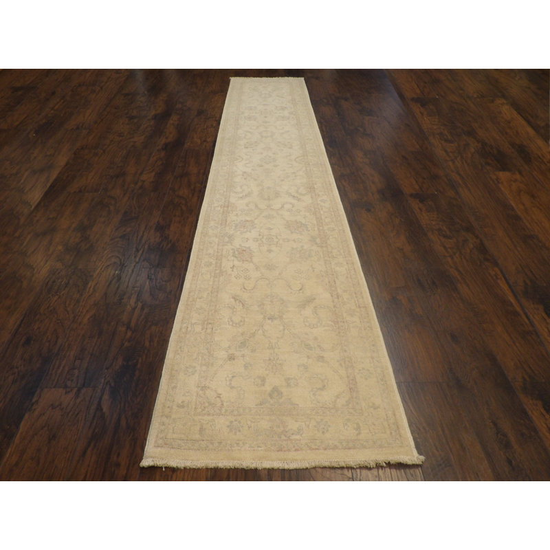 One-of-a-Kind 2'6" X 12' New Age Runner Wool Area Rug in Ivory