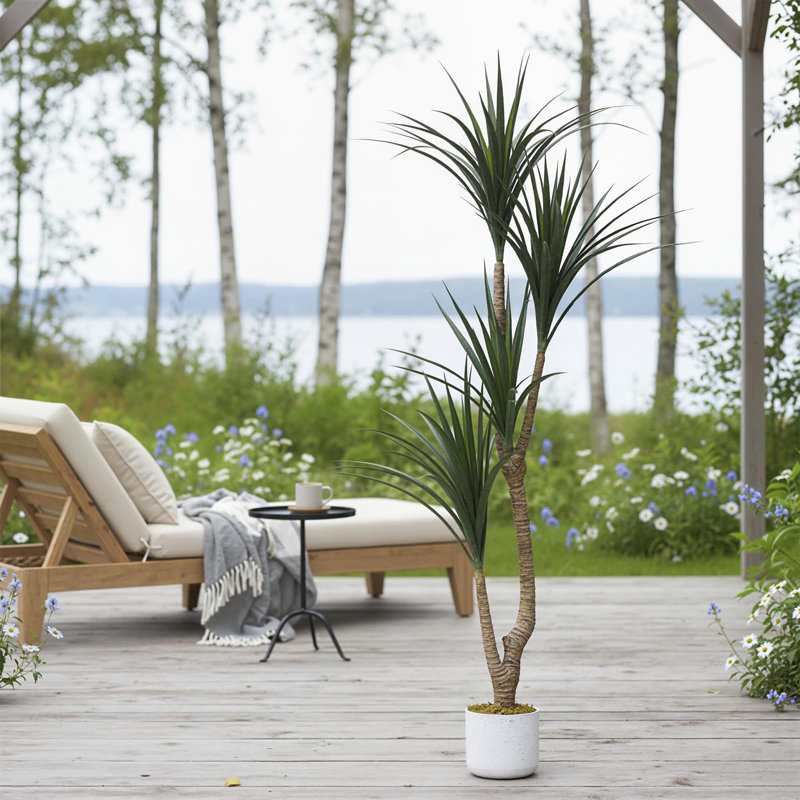 Arbre Dracaena artificiel en pot pour l'intérieur et l'extérieur