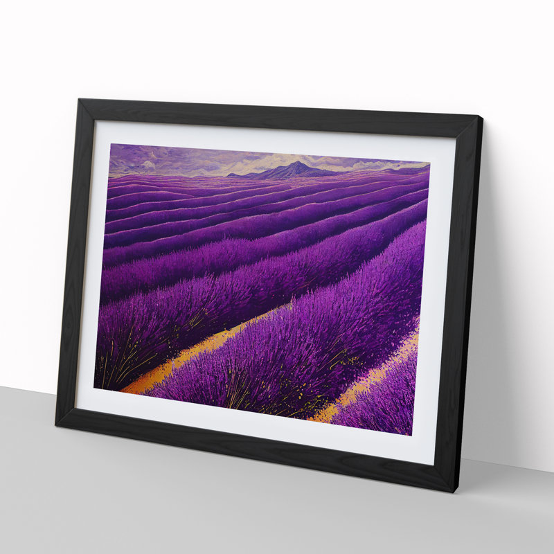 Breathtaking Lavender Flower Field - Single Picture Frame Print, Black Framed, 46cm H x 64cm W x 2cm D